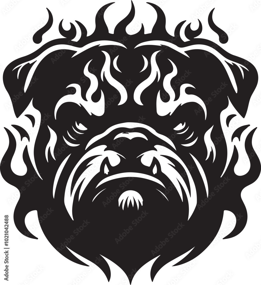 Fototapeta premium Bulldog standing silhouette vector illustration line art