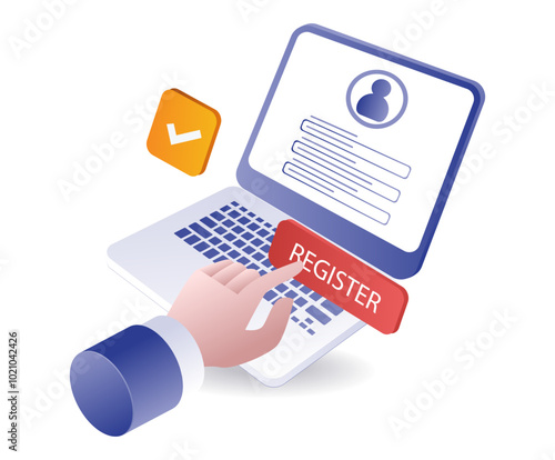 Fill in the registration form data on the online computer
