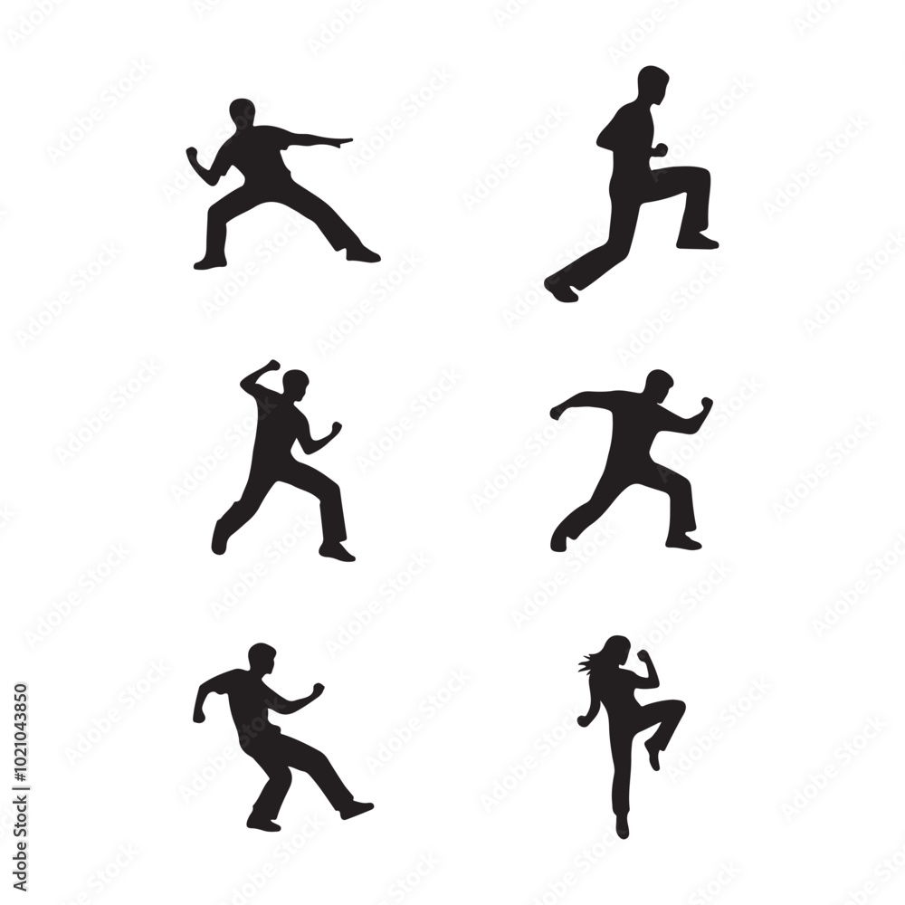 Kung Fu Symbol Icon Silhouette Vector Art Drawing Isolated on White Background Kung Fu Symbol Icon Silhouette Vector Art Drawing Isolated on White Background