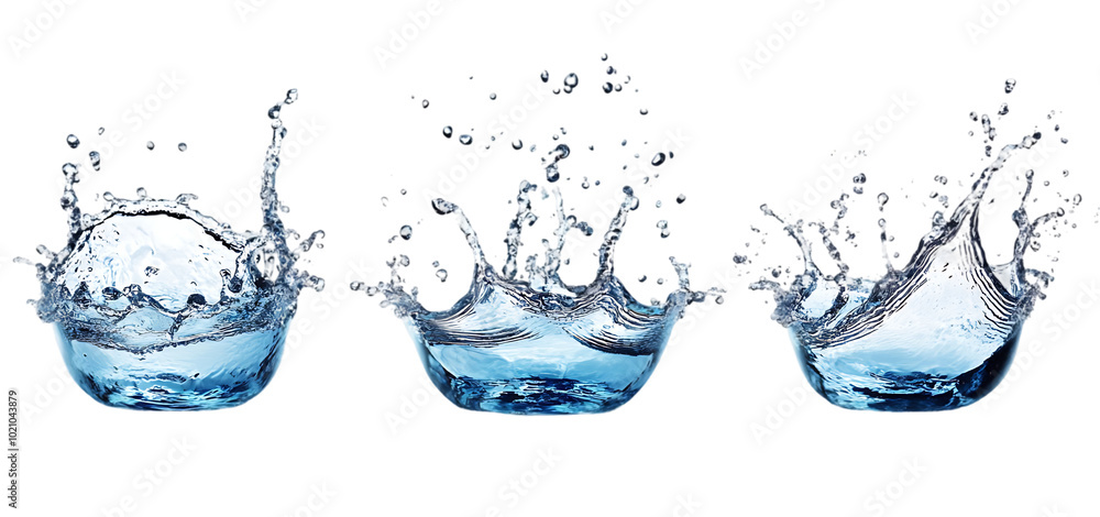 three set of water splash isolated transparent background three set of water splash isolated transparent background