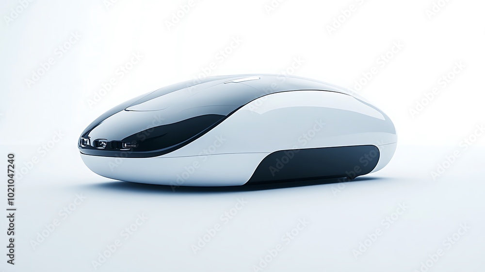 Futuristic White and Black Capsule-Shaped Vehicle Futuristic White and Black Capsule-Shaped Vehicle