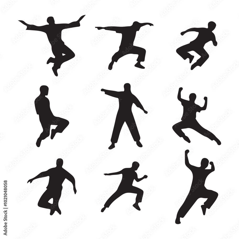 Kung Fu Symbol Icon Silhouette Vector Art Drawing Isolated on White Background Kung Fu Symbol Icon Silhouette Vector Art Drawing Isolated on White Background