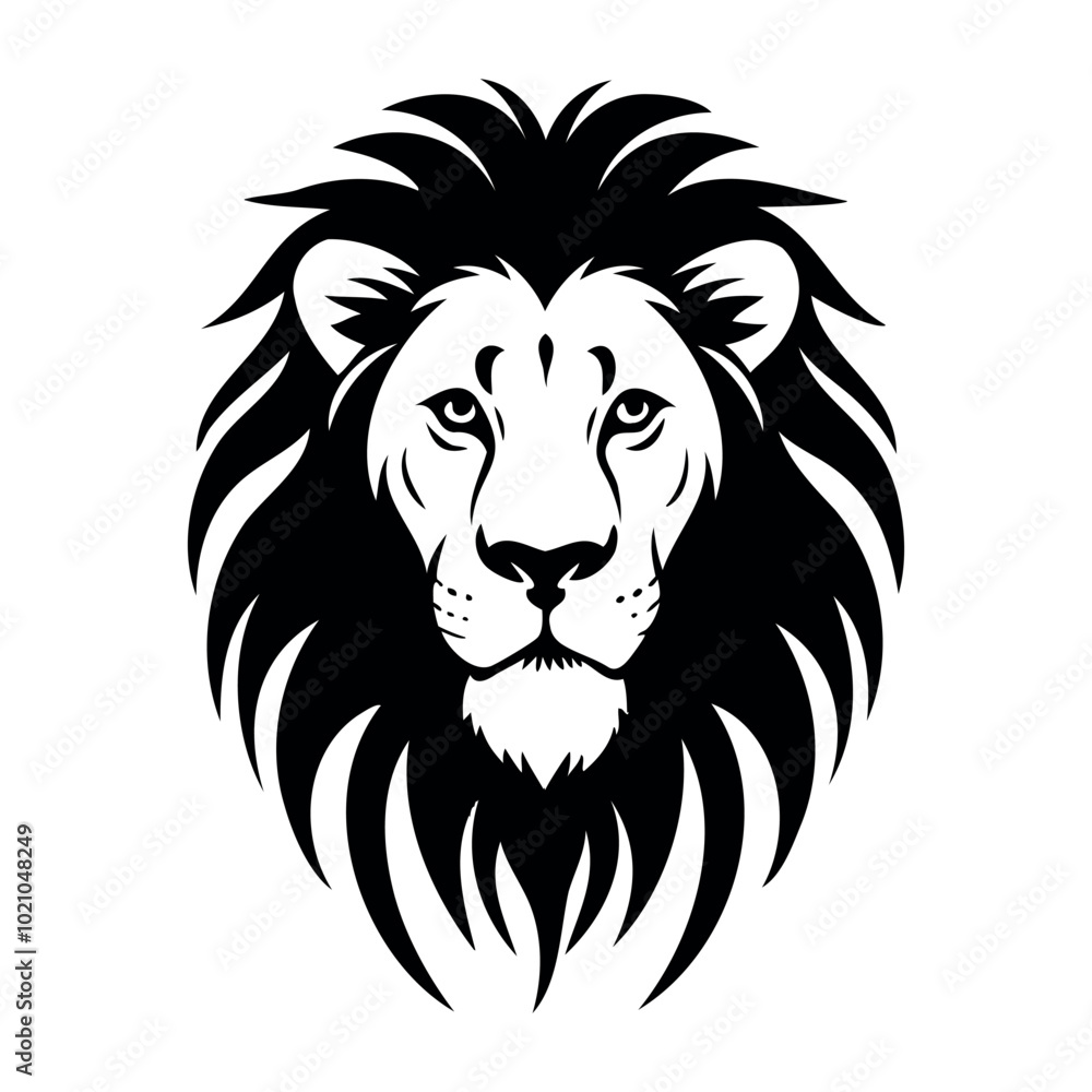 Fototapeta premium logo, icon, symbol, lion head tattoo, in black on a white background, outline