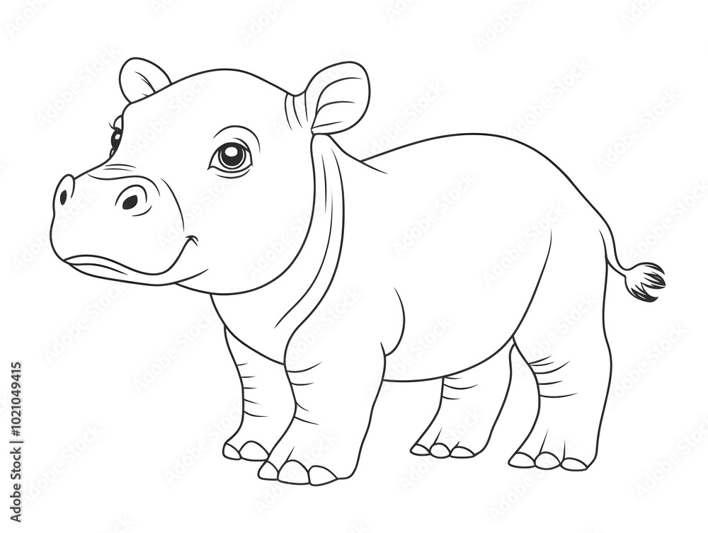 Adorable Outline of a Baby Pygmy Hippopotamus Adorable Outline of a Baby Pygmy Hippopotamus