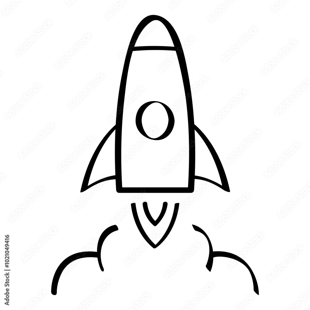 Rocket icon in hand-drawn style. Startup icon in hand-drawn style Rocket icon in hand-drawn style. Startup icon in hand-drawn style
