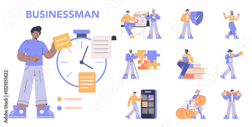 Business Man. Flat Vector Illustration