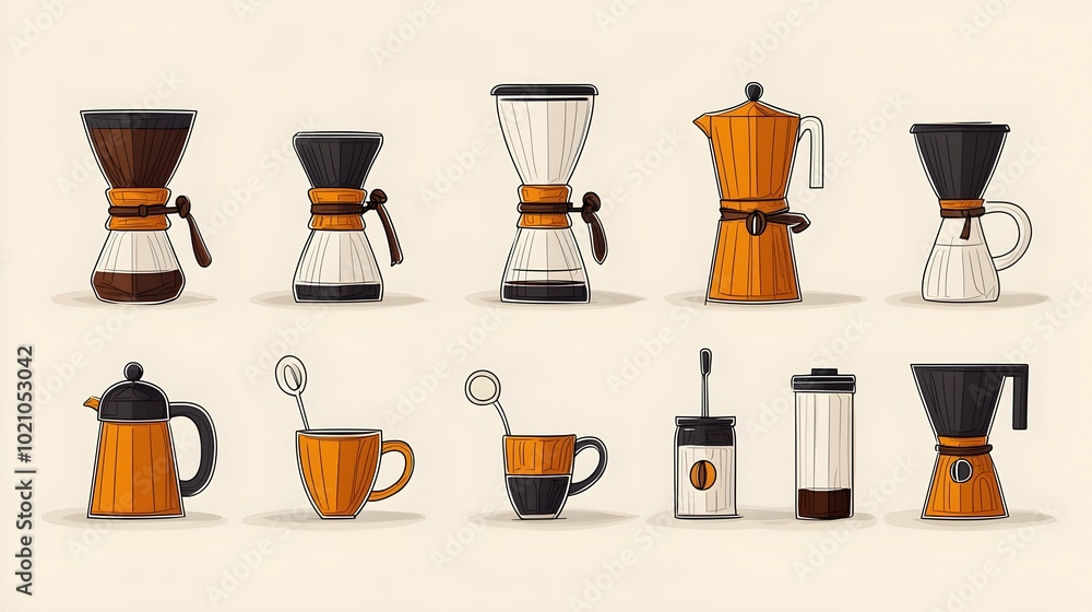 Charming line doodle coffee icons Charming line doodle coffee icons