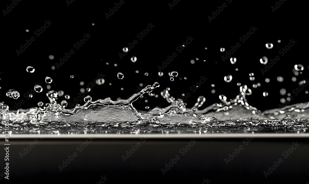 Dynamic Water Droplets Isolated on Black Background – High-Speed Captures, Ripples, Splashes, and Mist in Elegant Motion Dynamic Water Droplets Isolated on Black Background – High-Speed Captures, Ripples, Splashes, and Mist in Elegant Motion