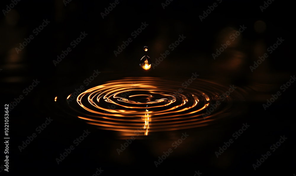 Fototapeta premium Dynamic Water Droplets Isolated on Black Background – High-Speed Captures, Ripples, Splashes, and Mist in Elegant Motion