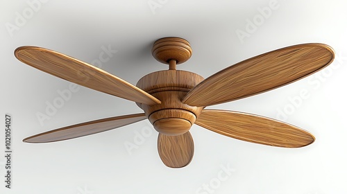 Modern Wooden Ceiling Fan with Five Blades Home Interior Design Element photo