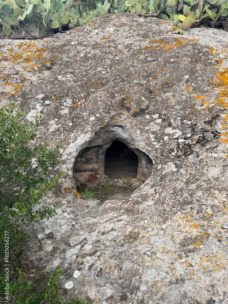 Obraz premium Domus de janas of sas Concas pre-nuragic and nuragic necropolis of Oniferi, Sardinia
