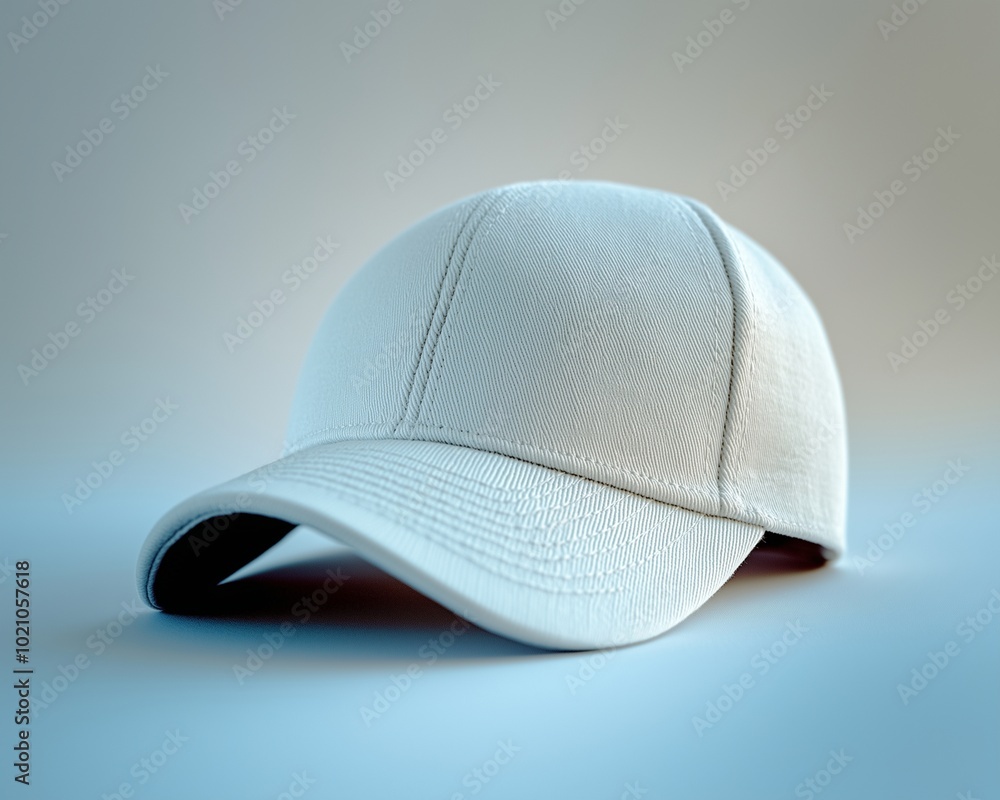 Close-up of blank baseball cap mockup, isolated on a white background, sharp focus on fabric and seams, perfect for branding Close-up of blank baseball cap mockup, isolated on a white background, sharp focus on fabric and seams, perfect for branding