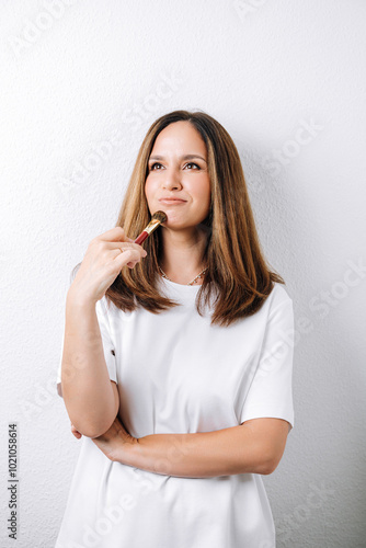 Obraz na płótnie portrait of makeup artist on white background w salonie