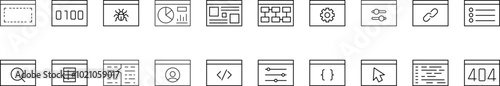 Brackets, Arrows, Gear etc Outline Icon Collection. Editable Stroke. Perfect for Infographics, Articles, Books, Flyers, Banners