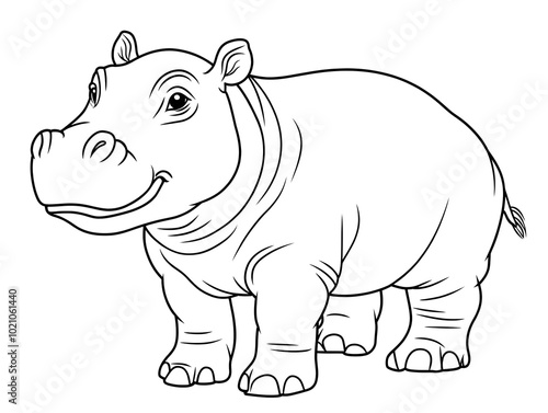 Black Outline of a Pygmy Hippopotamus for Kids