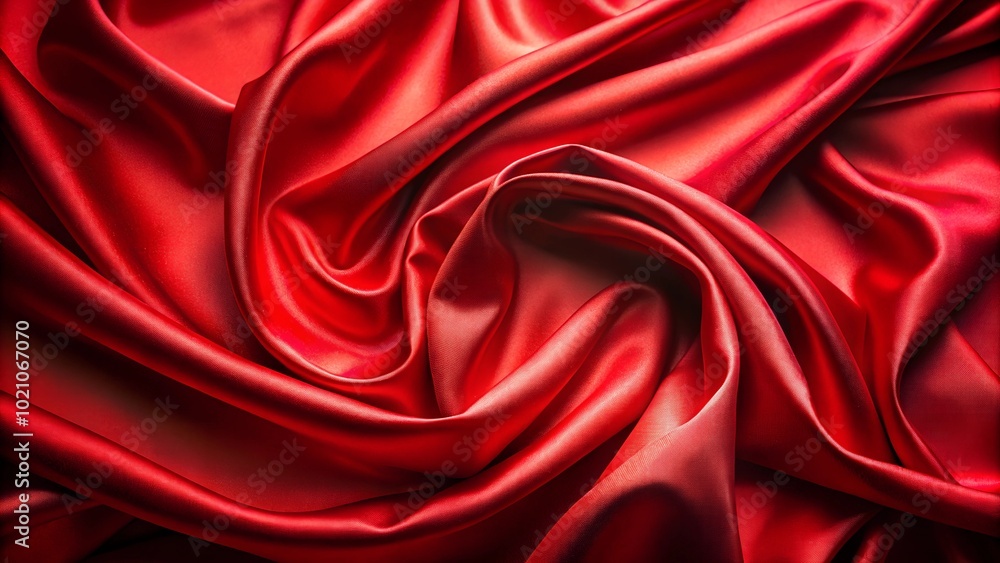 Fototapeta premium Red silk fabric clean background, top view