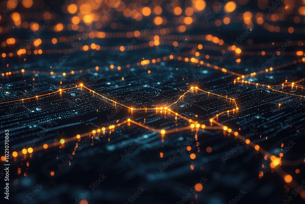 Obraz premium Neon Netzwerk Linien Digital Abstrakt Komplex Verbindungen Futuristisches Design Cyber Stil Leuchtend Dunkler Hintergrund Technologische Ästhetik Kreative Grafik Dynamisches Muster Interaktives Netz T