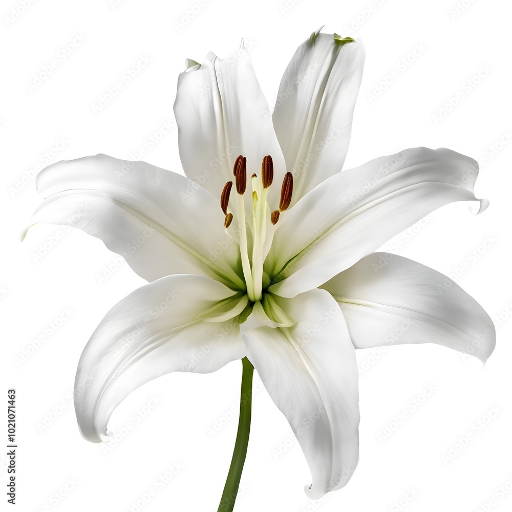 Fototapeta premium Graceful White Lily Blooming in Tranquility