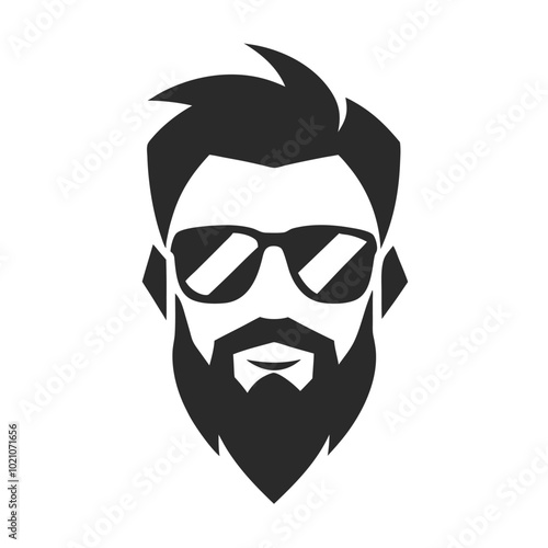 Stylized Bearded Man Silhouette Icon
Geometric Beard Man Icon with Glasses