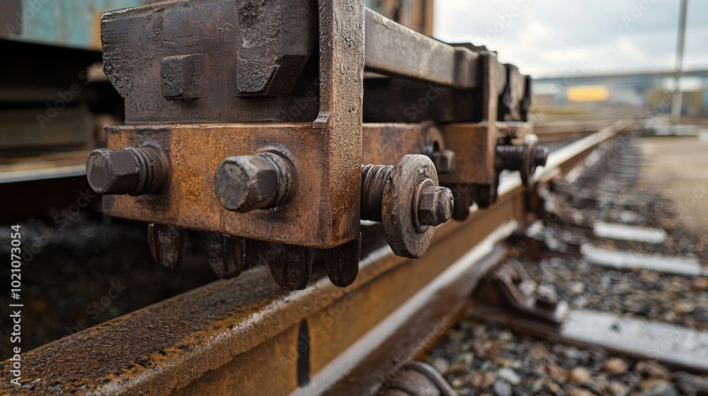 Close-Up of Rusty Train Track Components Close-Up of Rusty Train Track Components