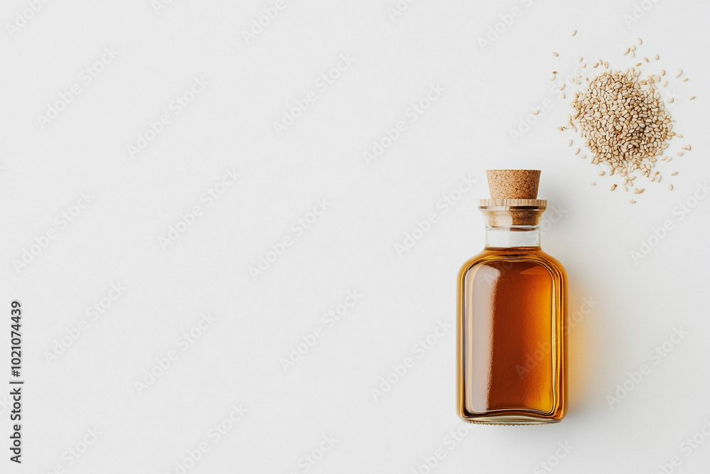 Bottle of oil with seeds on white isolated background. Bottle of oil with seeds on white isolated background.