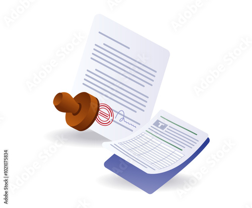 Stamp on the agreement letter paper