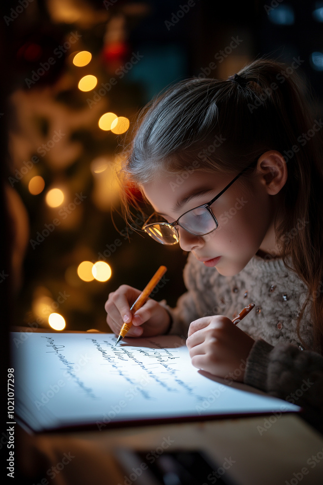A child writes a list of gifts for Santa Claus. Santa's List Day A child writes a list of gifts for Santa Claus. Santa's List Day