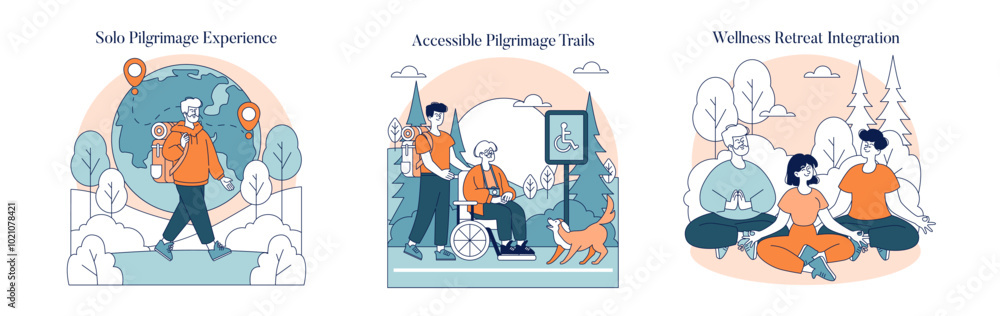 Pilgrimages. Flat Vector Illustration Pilgrimages. Flat Vector Illustration