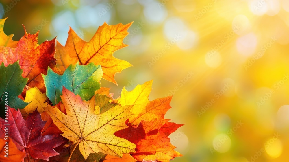 Vibrant autumn leaves in sunlight, showcasing brilliant seasonal colors. Vibrant autumn leaves in sunlight, showcasing brilliant seasonal colors.