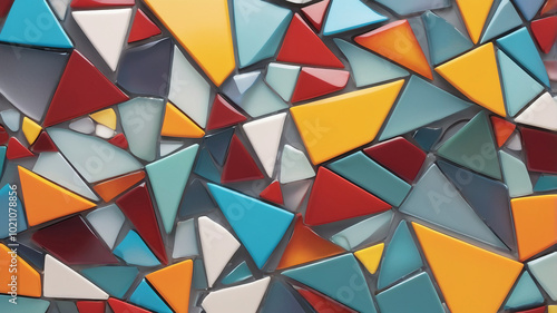 mix of broken glass and ceramic tiles arranged in a random, yet harmonious pattern