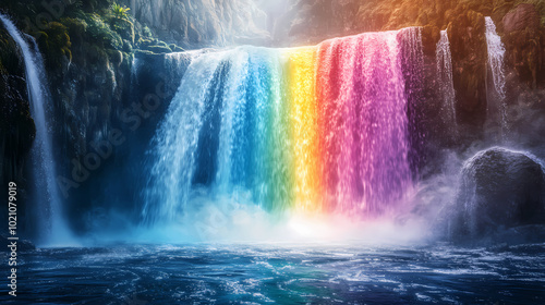 waterfall and rainbow
