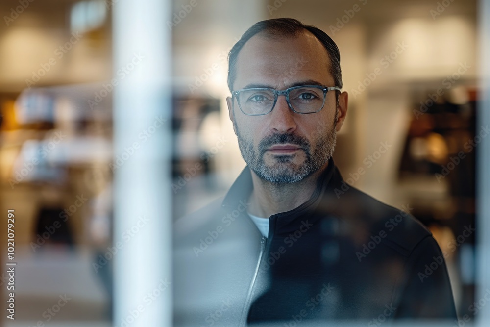 Obraz premium A person with glasses staring into the lens, suitable for use in portraits or identity images