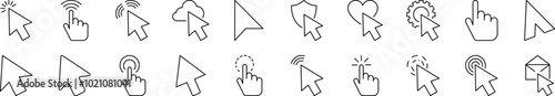 Cursor Outline Image Collection. Editable Stroke. Perfect for Infographics, Articles, Books, Flyers, Banners