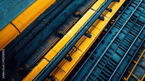 Industrial Railway Tracks with Bright Yellow Accents