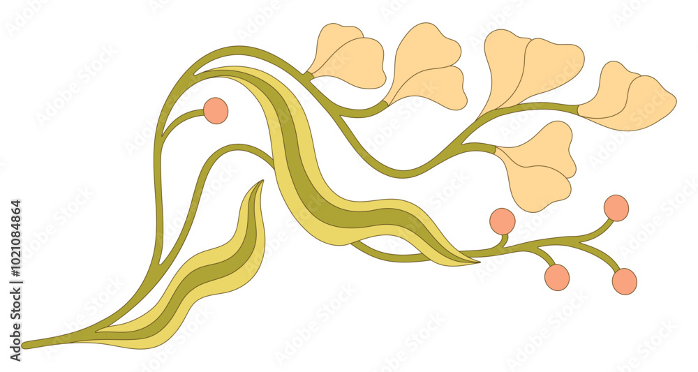 Fototapeta premium Art Nouveau floral element. Decorative element. Vector.