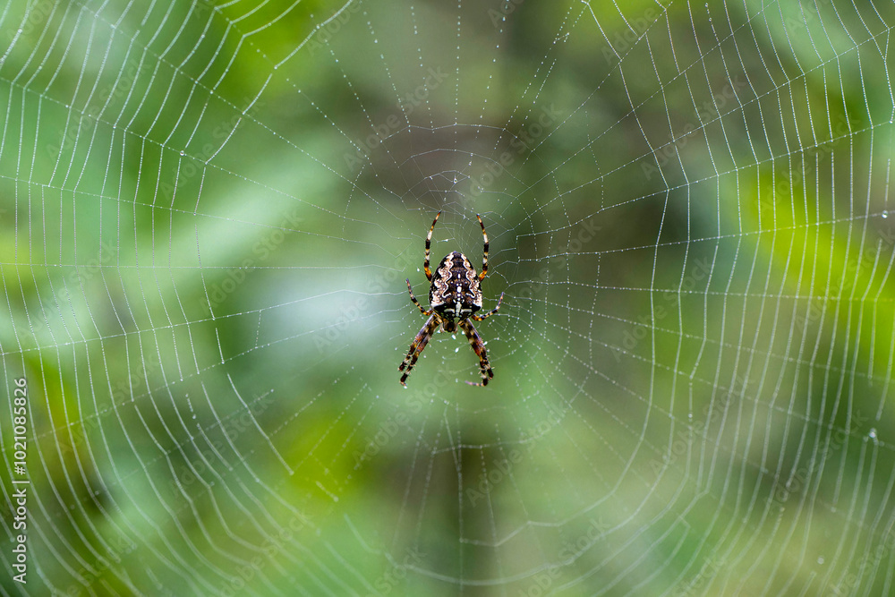 Spinnennetz mit Kreuzspinne Spinnennetz mit Kreuzspinne