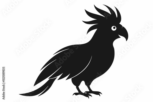 Cockatoo silhouette vector, Palm cockatoo bird icon vector illustration