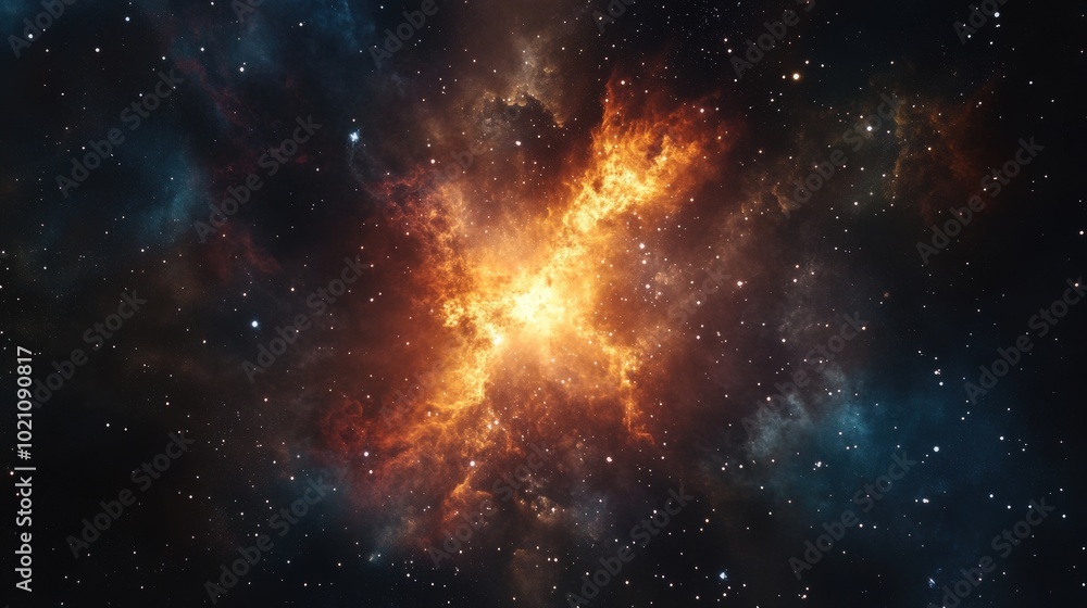 A vibrant cosmic nebula glowing brightly in the vast expanse of space. A vibrant cosmic nebula glowing brightly in the vast expanse of space.