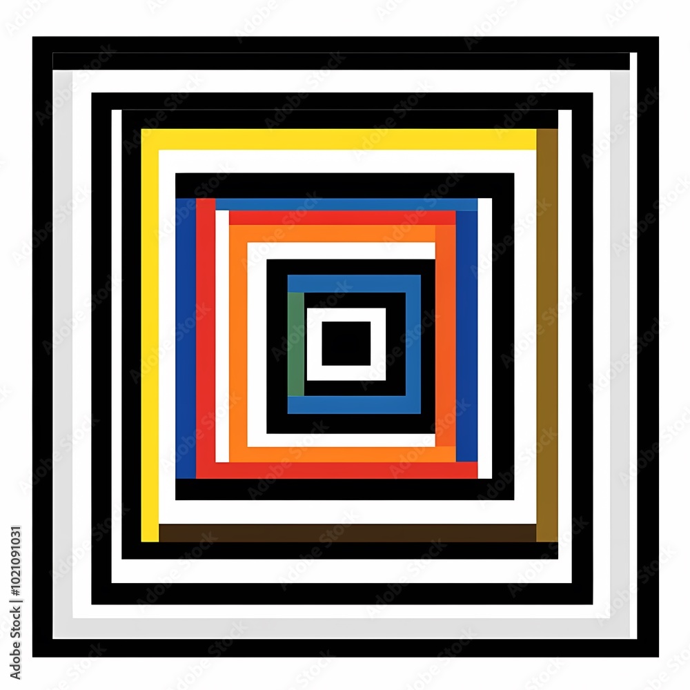 A colorful geometric design featuring concentric squares in various vibrant colors. A colorful geometric design featuring concentric squares in various vibrant colors.