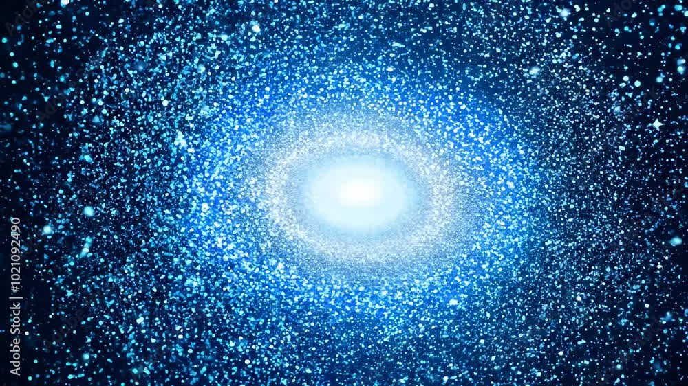 Blue galaxy with bright center and swirling star pattern. video Blue galaxy with bright center and swirling star pattern. video