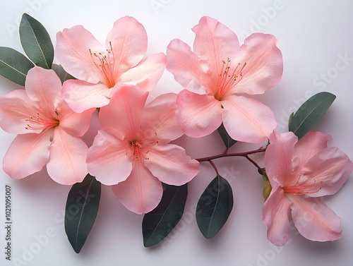 A Group of Pink Flowers with Green Leaves