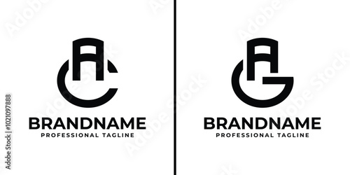 Letters AC and AG Monogram Logo, suitable for any business with AC, CA, AG, or GA initials