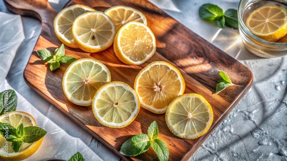 Lemon slices, bursting with bright yellow color and zesty fragrance, add an uplifting touch of freshness, making them ideal for captivating food Lemon slices, bursting with bright yellow color and zesty fragrance, add an uplifting touch of freshness, making them ideal for captivating food