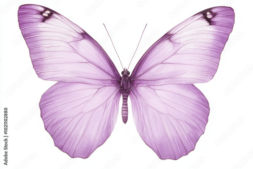 Elegant violet butterfly with delicate wings, watercolor style on a white background, perfect for nature illustrations, artistic designs, or spring-themed visuals Elegant violet butterfly with delicate wings, watercolor style on a white background, perfect for nature illustrations, artistic designs, or spring-themed visuals
