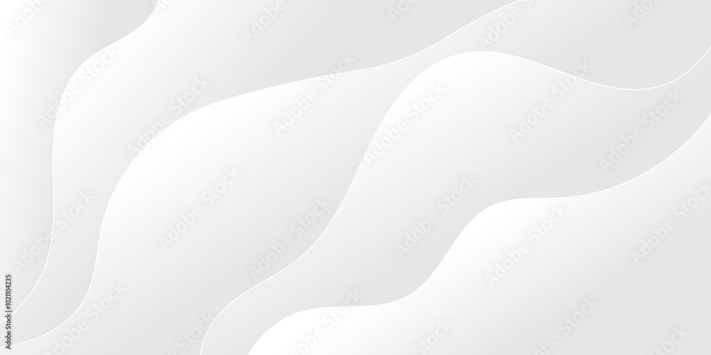 White and light gray abstract paper wave luxurious background. Smooth and clean modern abstract wave curve lines banner design. White and light gray abstract paper wave luxurious background. Smooth and clean modern abstract wave curve lines banner design.