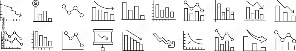 Collection of Icons of Arrow Down by Progress Bar Drawn with Thin Line for apps, web sites, banners, infographics and other types of design Collection of Icons of Arrow Down by Progress Bar Drawn with Thin Line for apps, web sites, banners, infographics and other types of design