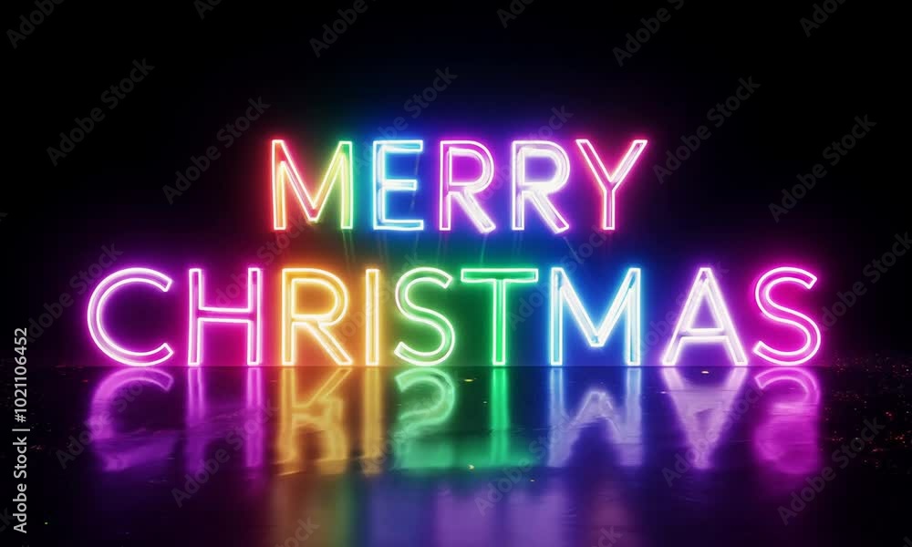 Rainbow Neon Sign with Merry Christmas Message Rainbow Neon Sign with Merry Christmas Message