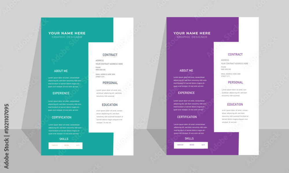 Clean modern resume and cover letter layout vector template for business job applications, minimalist resume cv template, cv design. Clean modern resume and cover letter layout vector template for business job applications, minimalist resume cv template, cv design.