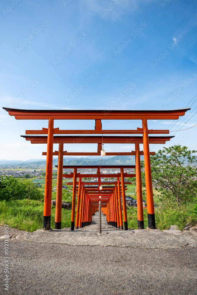 浮羽稲荷神社境内に並ぶ鳥居 福岡県うきは市城ヶ鼻公園 浮羽稲荷神社境内に並ぶ鳥居 福岡県うきは市城ヶ鼻公園