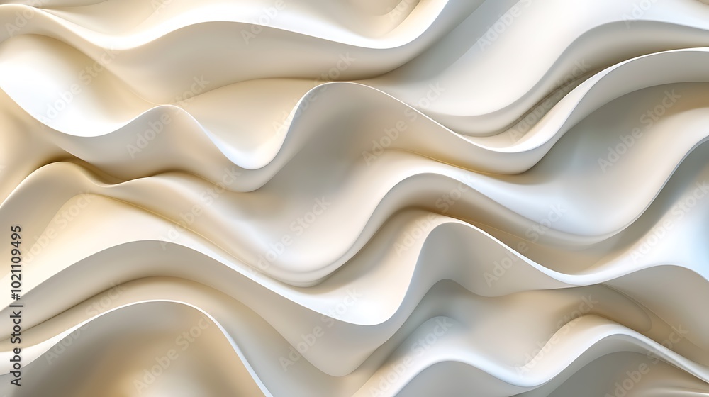 Obraz premium Beige white 3D wavy background. Wallpaper, presentation background with a place to text. AI generated